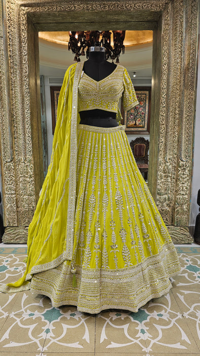 Georgette Lehenga with Sequins and Thread Work