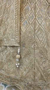 Golden Silk Lehenga with Sequins, Zari, Mirror and Beads Work