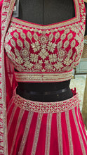 Load image into Gallery viewer, Red Georgette Lehenga With Zari and Sequins Work
