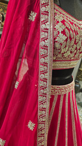 Red Georgette Lehenga With Zari and Sequins Work