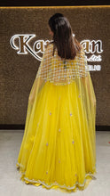 Load image into Gallery viewer, Yellow Lehenga Choli with Embroidered Cape
