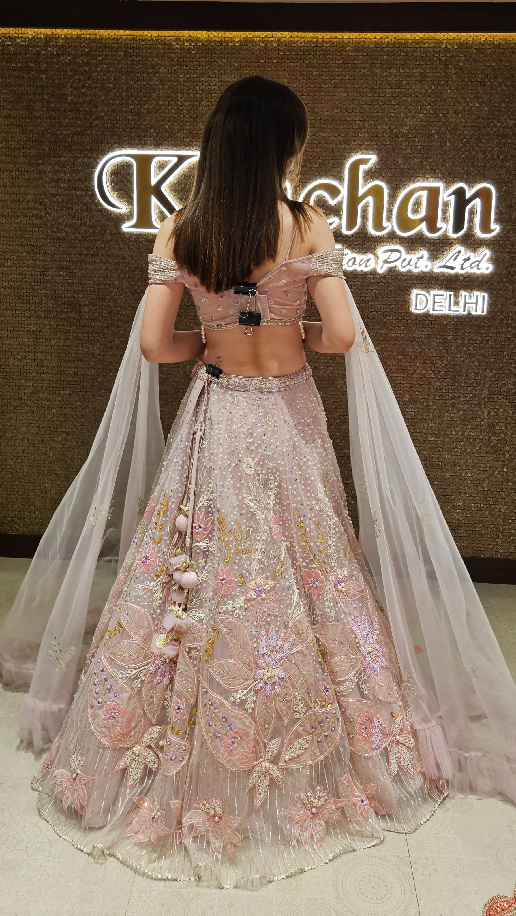 Net Lehenga With Pearl Work and PatchWork