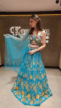 Load image into Gallery viewer, Blue Floral Lehenga Choli with Embroidery
