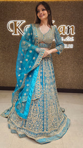 Blue Embroidered Lehenga Choli with Pearl Work