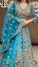 Load image into Gallery viewer, Blue Embroidered Lehenga Choli with Pearl Work
