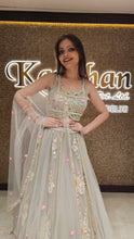 Load image into Gallery viewer, Net Grey Lehenga Choli with Embroidery
