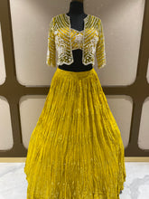 Load image into Gallery viewer, Yellow Georgette Lehenga with Sequins, Mirror and Thread Work
