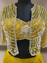 Load image into Gallery viewer, Yellow Georgette Lehenga with Sequins, Mirror and Thread Work
