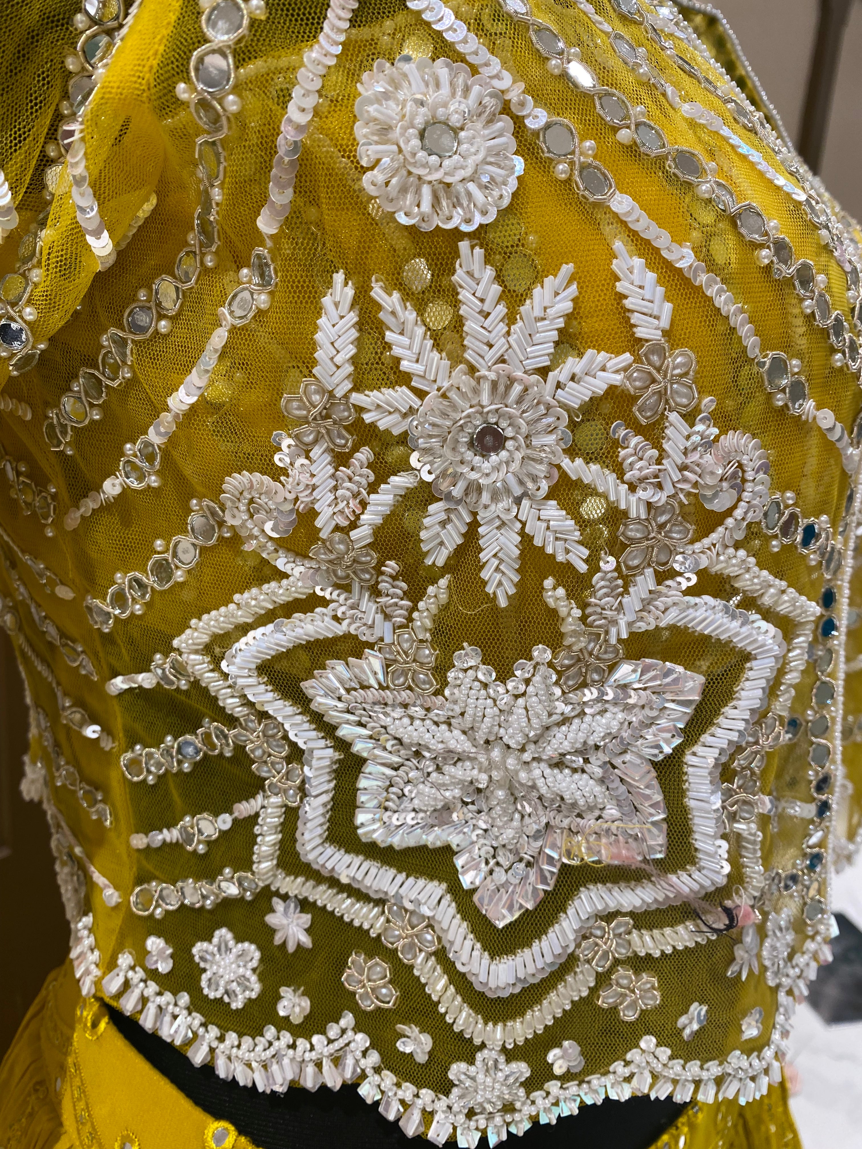 Yellow Georgette Lehenga with Sequins, Mirror and Thread Work