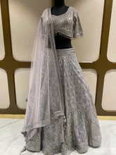 Load image into Gallery viewer, Mauve Net Lehenga with Sequins, Mirror and Swarovski Work 
