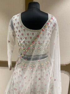 Off White Net Lehenga with Sequins and Zari Work