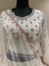 Load image into Gallery viewer, Off White Net Lehenga with Sequins and Zari Work
