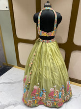 Load image into Gallery viewer, Pista Green Organza Lehenga With Zari, Sequins and Multi-Thread Work
