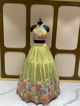 Load image into Gallery viewer, Pista Green Organza Lehenga With Zari, Sequins and Multi-Thread Work
