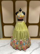 Load image into Gallery viewer, Pista Green Organza Lehenga With Zari, Sequins and Multi-Thread Work
