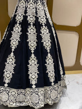 Load image into Gallery viewer, Black and White Georgette Lehenga With Thread and Sequins Work
