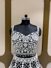 Load image into Gallery viewer, Black and White Georgette Lehenga With Thread and Sequins Work
