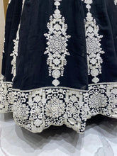 Load image into Gallery viewer, Black and White Georgette Lehenga With Thread and Sequins Work
