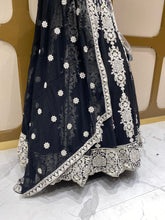 Load image into Gallery viewer, Black and White Georgette Lehenga With Thread and Sequins Work
