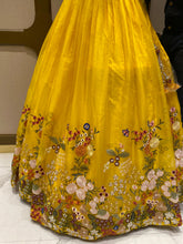 Load image into Gallery viewer, Yellow Organza Lehenga With Sequins, Pearl Work and Multi-Thread Work
