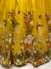 Load image into Gallery viewer, Yellow Organza Lehenga With Sequins, Pearl Work and Multi-Thread Work
