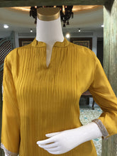 Load image into Gallery viewer, Mustard Crape Co-ord set With Zardosi Work

