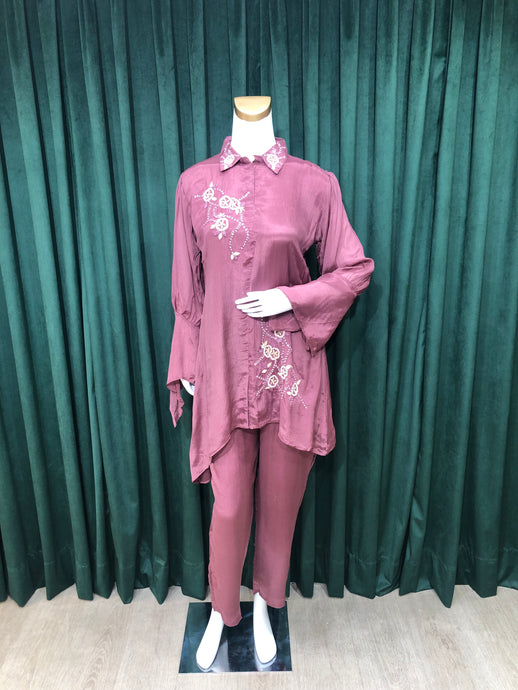 Onion Chinon Coord Set With Sequins With Cut Dana