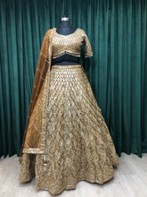 Load image into Gallery viewer, Golden Net Lehenga with Sequins Work
