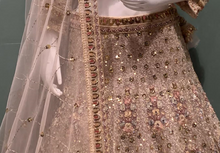 Load image into Gallery viewer, Mauve Net Lehenga with Zari, Mirror and Sequins
