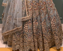 Load image into Gallery viewer, Ice Blue Net Lehenga with Zari, Mirror and Sequins work
