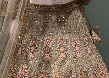 Load image into Gallery viewer, Pista Green Net Lehenga with Zari, Mirror and Sequins
