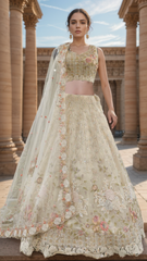 Net Lehenga with Zari, Thread, Sequins and Stone Work