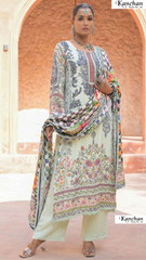 Pakistani Mul Muslin Unstitched Suit with Digital Print