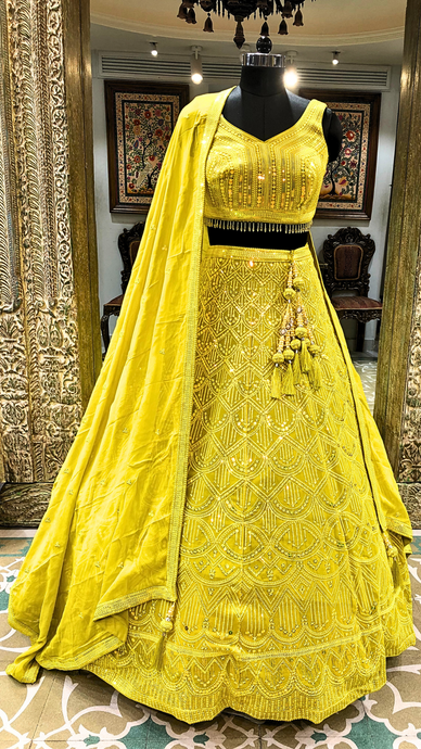 Anarkali Dress Georgette Yellow Color For Haldi Rasam