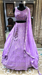 Lavender Georgette Lehenga With Sequins and Thread Work