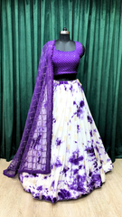 Purple Silk Lehenga With Thread, Mirror, and Sequins