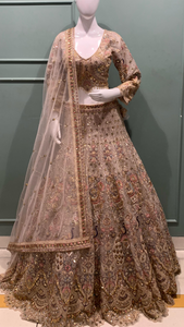 Mauve Net Lehenga with Zari, Mirror and Sequins