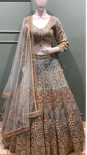 Load image into Gallery viewer, Ice Blue Net Lehenga with Zari, Mirror and Sequins work
