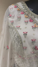 Load and play video in Gallery viewer, Off White Net Lehenga with Sequins and Zari Work
